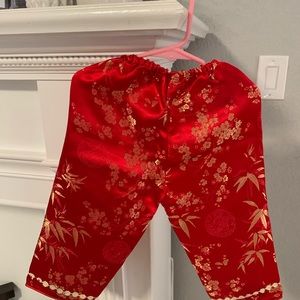 Toddler girl red Chinese outfit in Red.